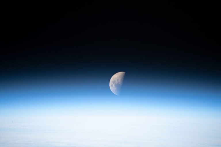 A first quarter moon as seen from the International Space Station. Picture by NASA.